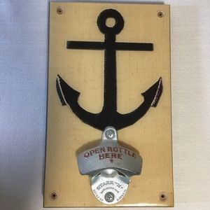 Nautical Anchor Wall Bottle Opener Wood & Metal Sweet Art Attack Made USA NWOT